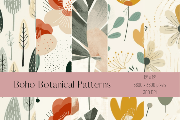 Boho Botanical Seamless Patterns Bundle
