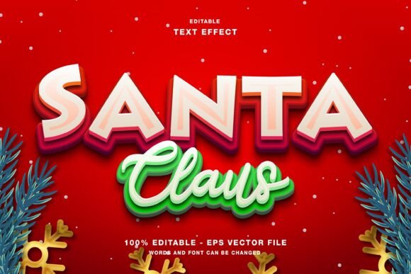 Santa Claus 3D Cartoon Text Effect for Illustrator
